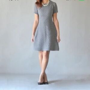 Bella Bird Gray Textured Short Sleeve Dress Sz M Women
